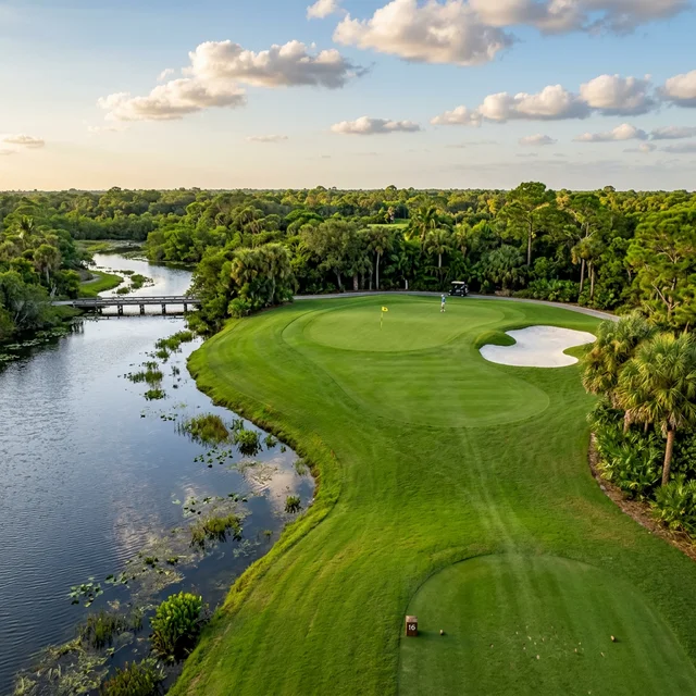 Gorgeous Southwest Florida golf course hole bordering a natural wetland waterway