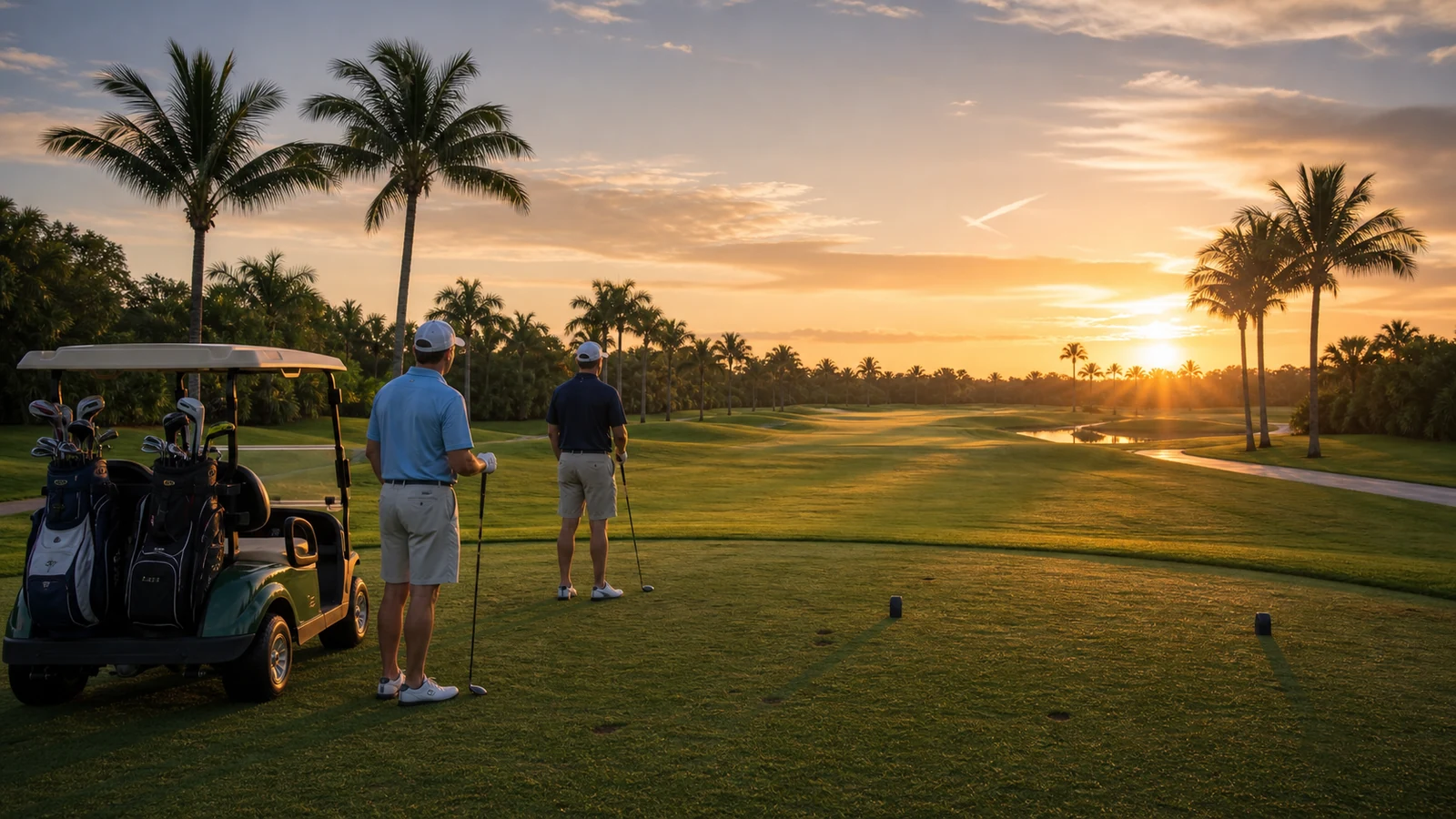 Early morning summer golf tee time in Southwest Florida before the heat builds